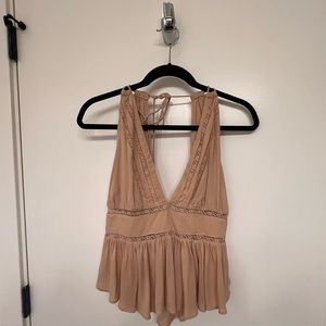 Free People - Pink Open Back Shirt